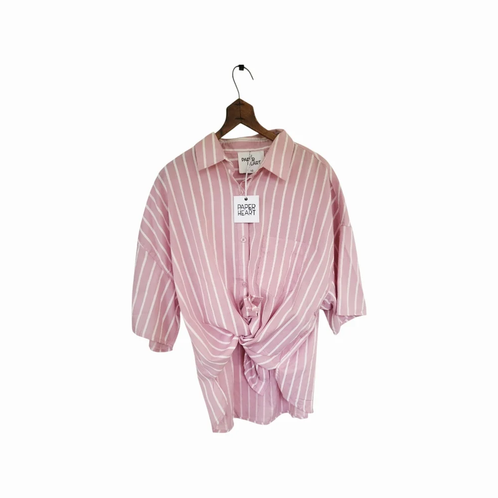 NWT Paper Heart Pink & White Striped Oversized Blouse Sz 10 - Picture 2 of 6